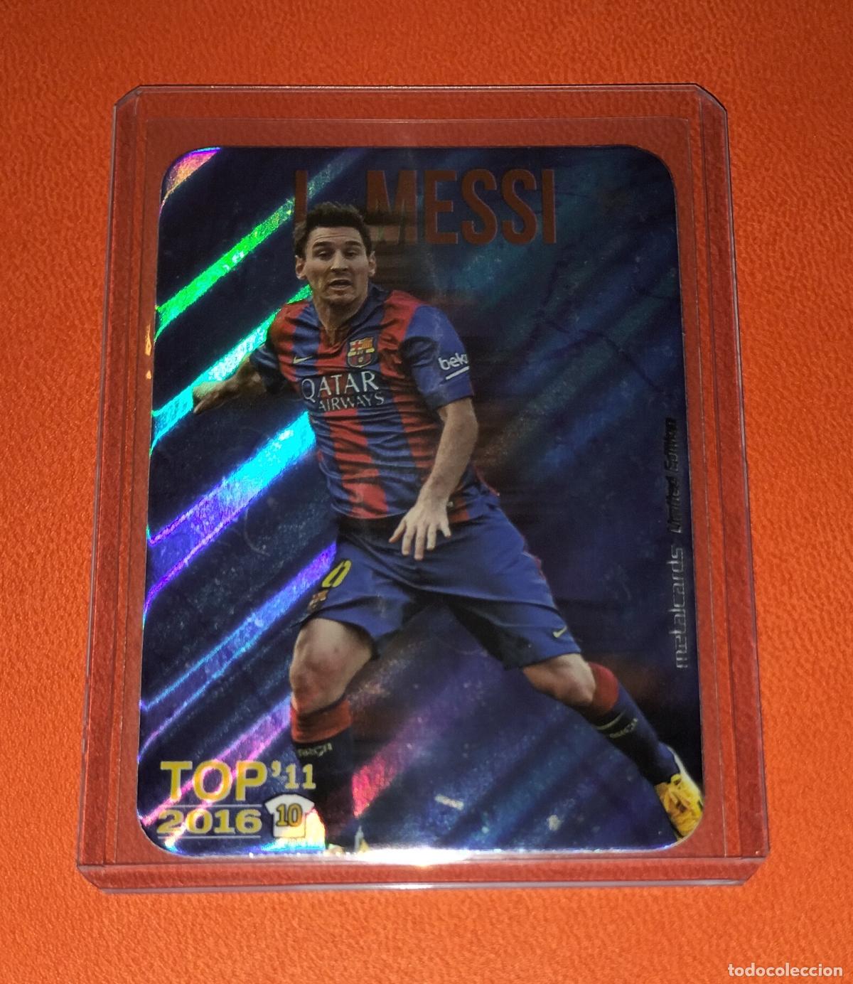 Cromos de f&uacute;tbol: LIONEL MESSI METALCARDS LIMITED EDITION TOP RAYAS OBLICUAS BARCELONA MUNDICROMO QUIZ 2015 2016 15 16