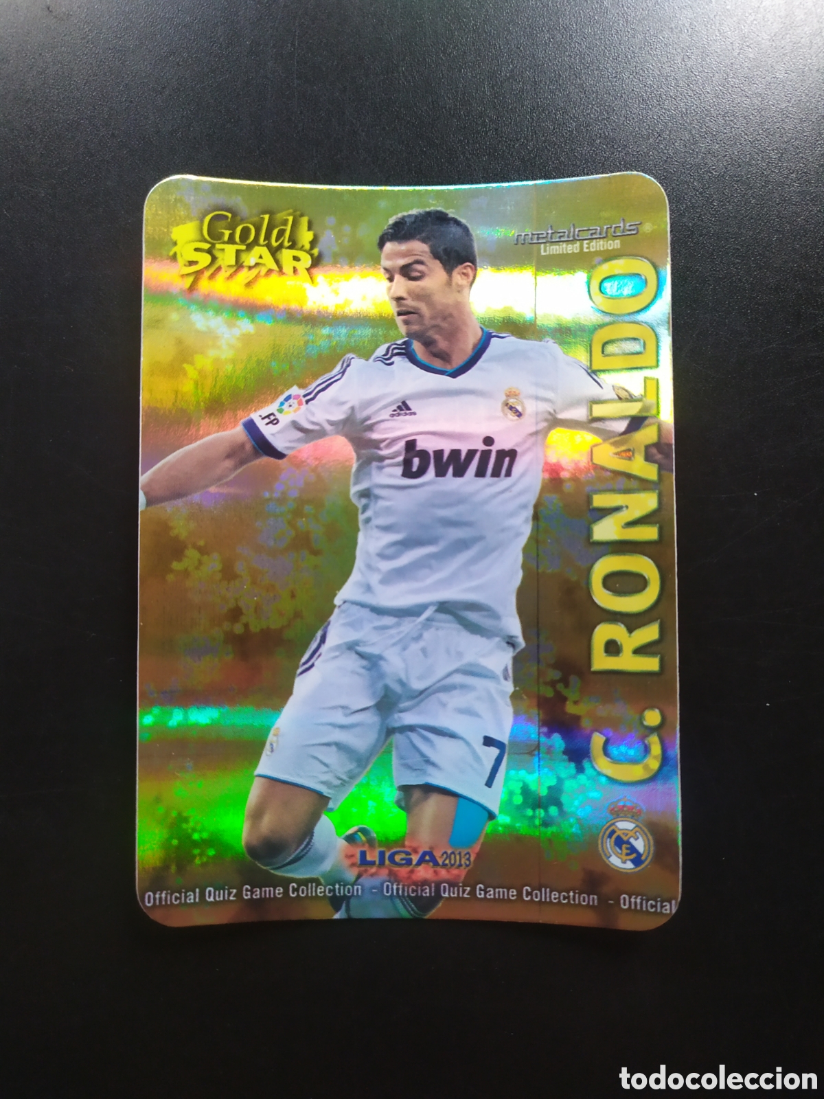 Cromos de F&uacute;tbol: Mundicromo fichas Liga 2012 2013 Cristiano Ronaldo gold star limited edition 7/45 rayas Real Madrid