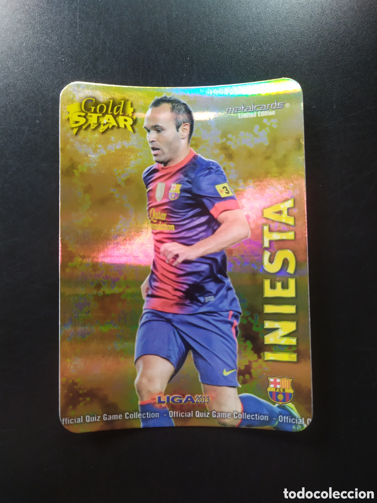 Cromos de F&uacute;tbol: Mundicromo fichas Liga 2012 2013 12 13 Iniesta gold star limited edition 11/45 rayas Barcelona