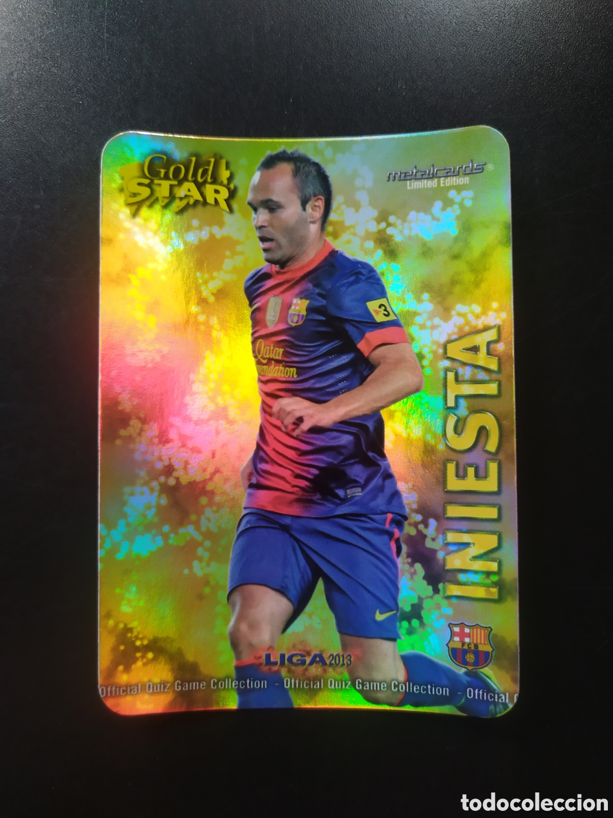 Cromos de F&uacute;tbol: Mundicromo fichas Liga 2012 2013 12 13 Iniesta gold star limited edition 11/45 liso Barcelona