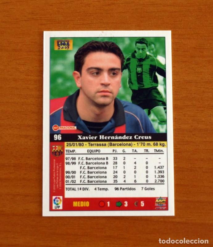 Figurine di Calcio: Barcelona - N&ordm; 96 Xavi Hern&aacute;ndez - Mundicromo Las Fichas de la Liga 2002-2003, 02-03