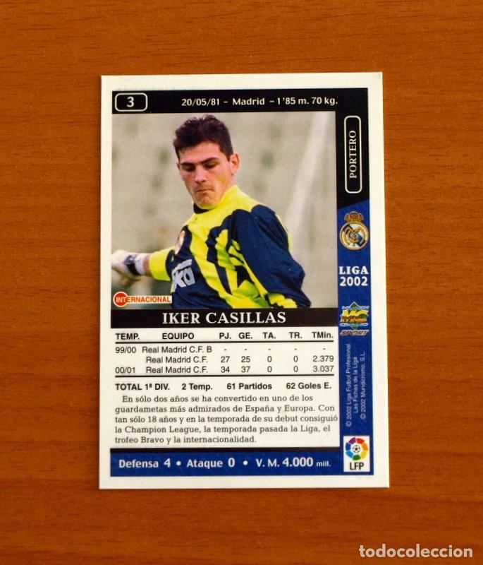 Cromos de F&uacute;tbol: Real Madrid - N&ordm; 3 Iker Casillas - Mundicromo Las Fichas de la Liga 2001-2002, 01-02