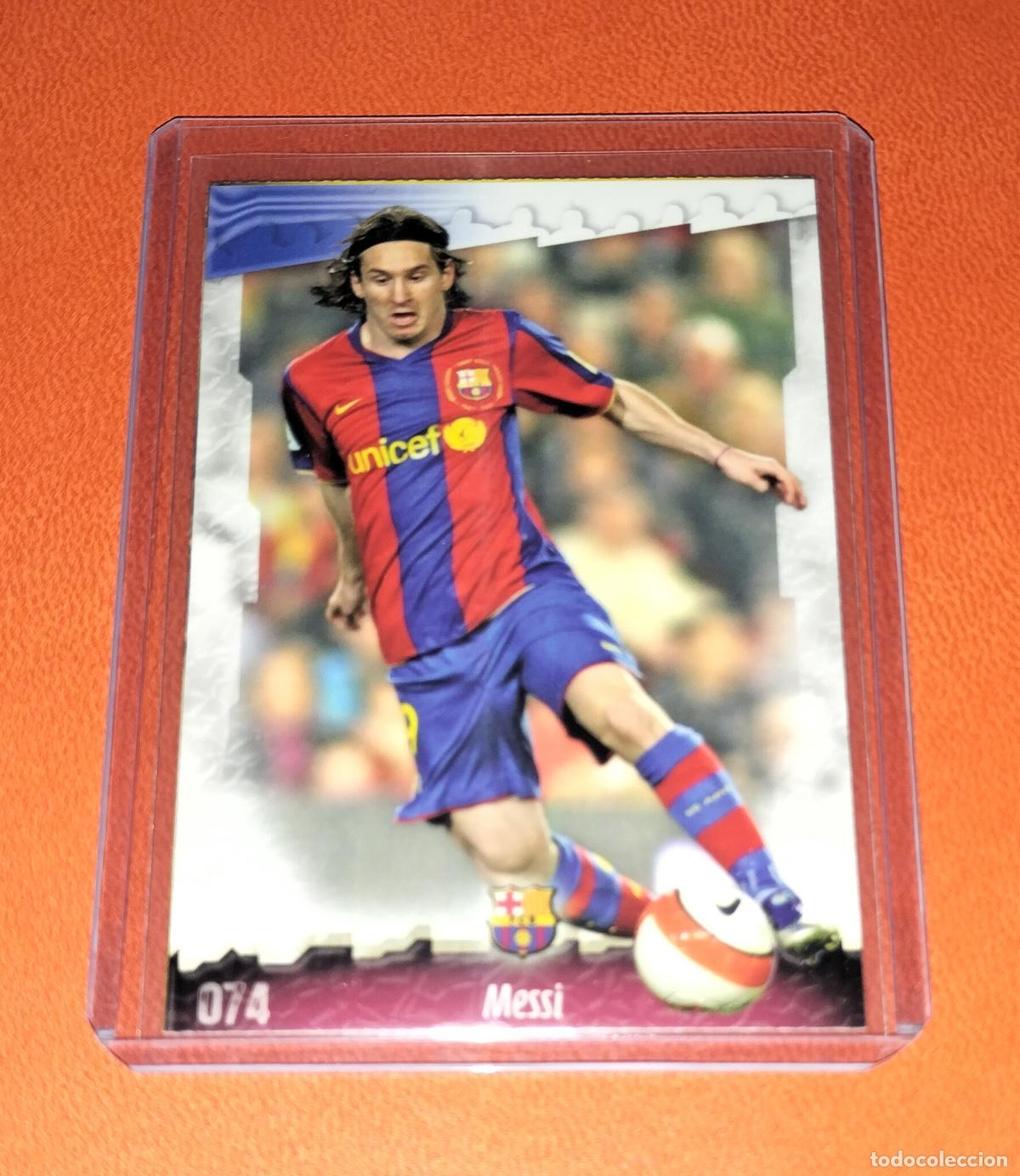 Cromos de f&uacute;tbol: 74 LIONEL MESSI VERSION 4 DIGITOS FC BARCELONA CARD MUNDICROMO FICHAS LA LIGA FUTBOL 2008 2009 08 09