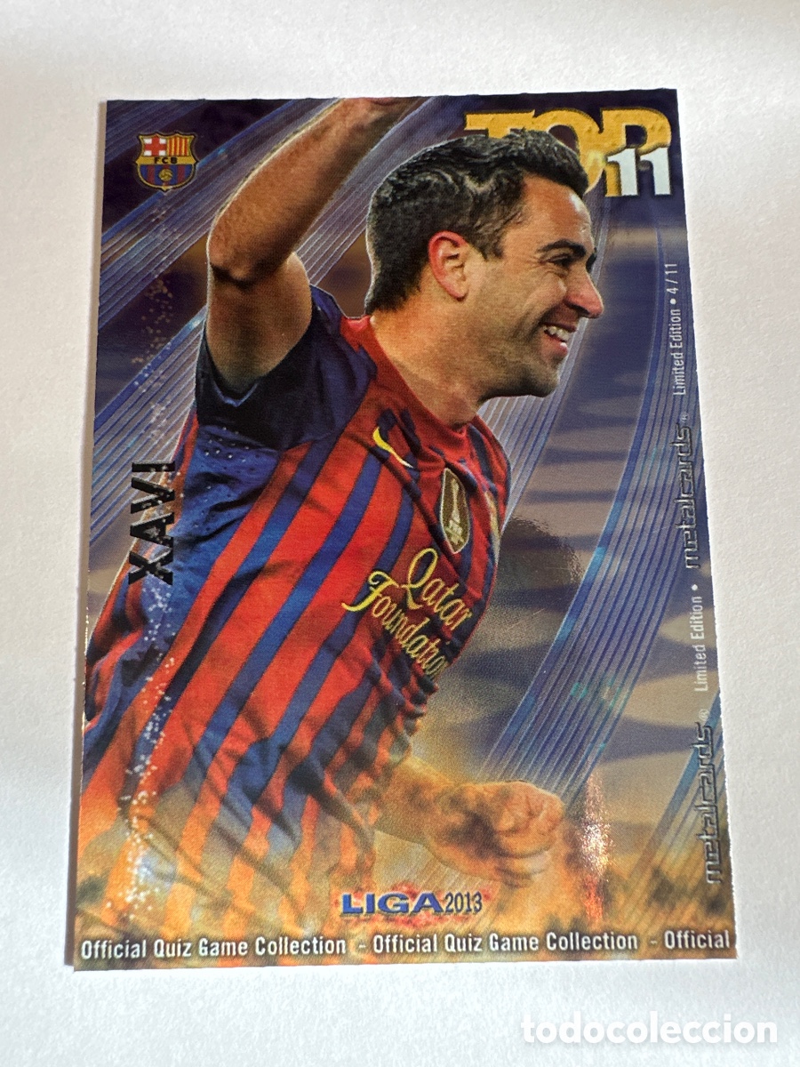 Fu&szlig;ball-Sticker: 4 XAVI(BARCELONA) TOP 11 MUNDICROMO 2012-13 12 13 METAL CARD LIMITED EDITION