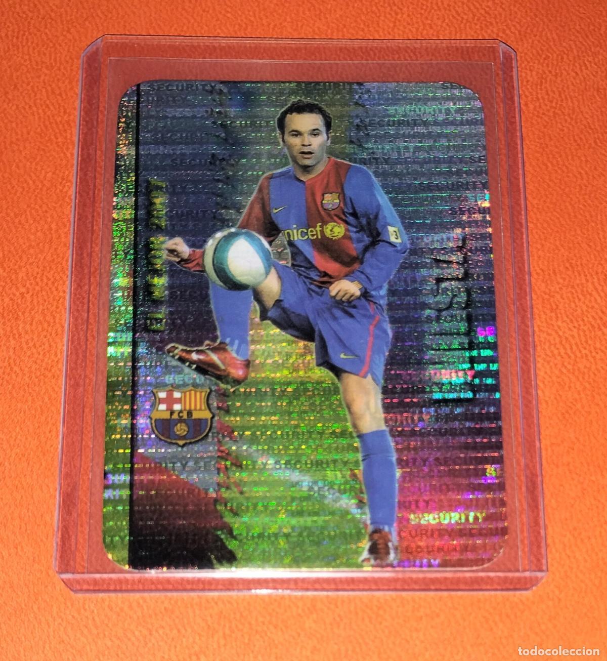 Cromos de F&uacute;tbol: 54 INIESTA SECURITY HORIZONTAL NORMAL EL MEJOR FC BARCELONA CARD MUNDICROMO LIGA 2007 2008 07 08