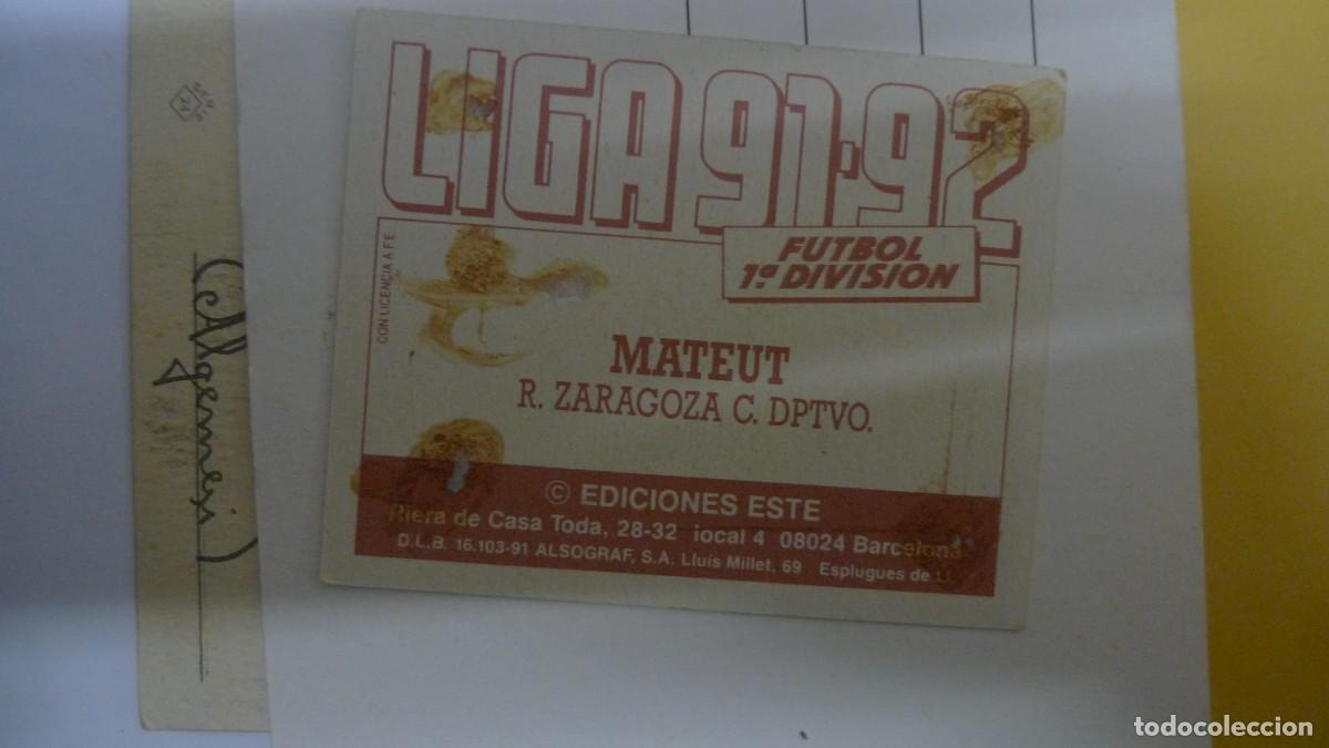 Cromos de f&uacute;tbol: Mateut - Zaragoza Este 91-92 - Foto 2