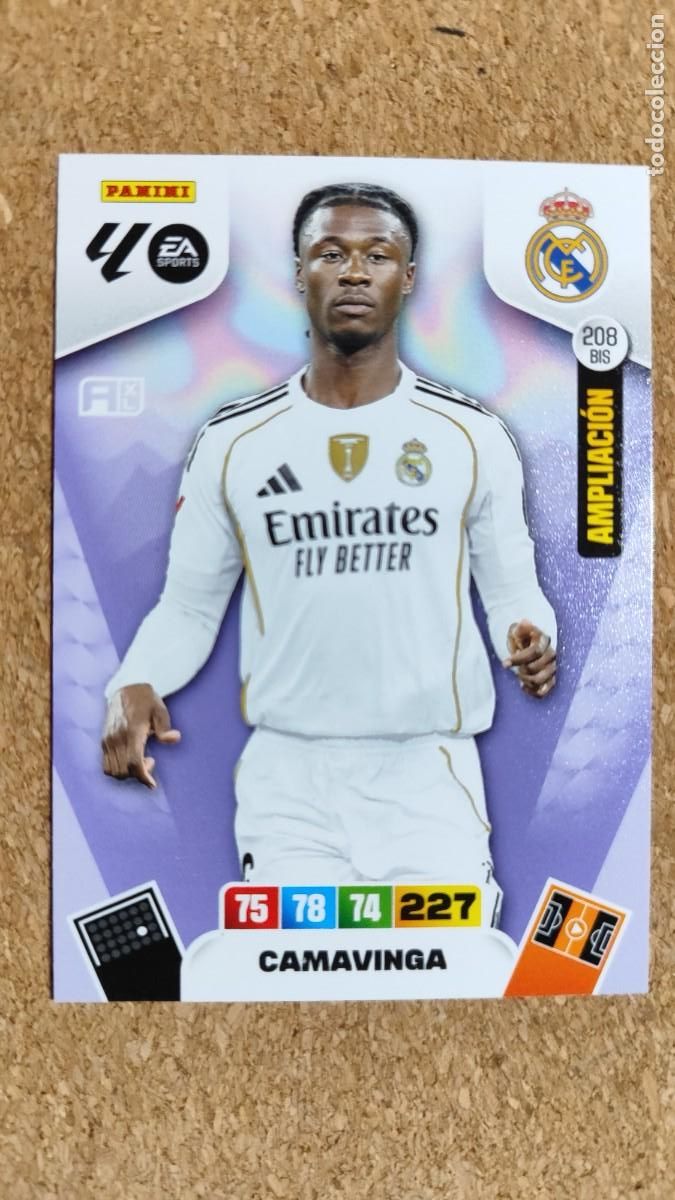 Football Stickers: ADRENALYN XL LA LIGA 25/26 CARD AMPLIACION CAMAVINGA REAL MADRID # 208BIS PANINI