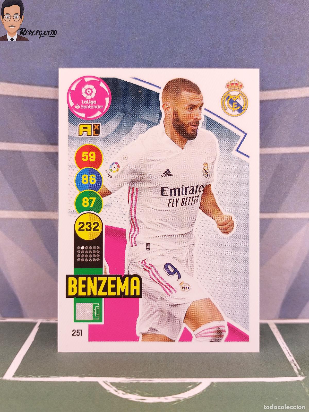 Cromos de F&uacute;tbol: BENZEMA N&ordm; 251 (REAL MADRID) ADRENALYN XL 2020 2021 PANINI 20 21 CARD LIGA TARJETA FICHA CROMO