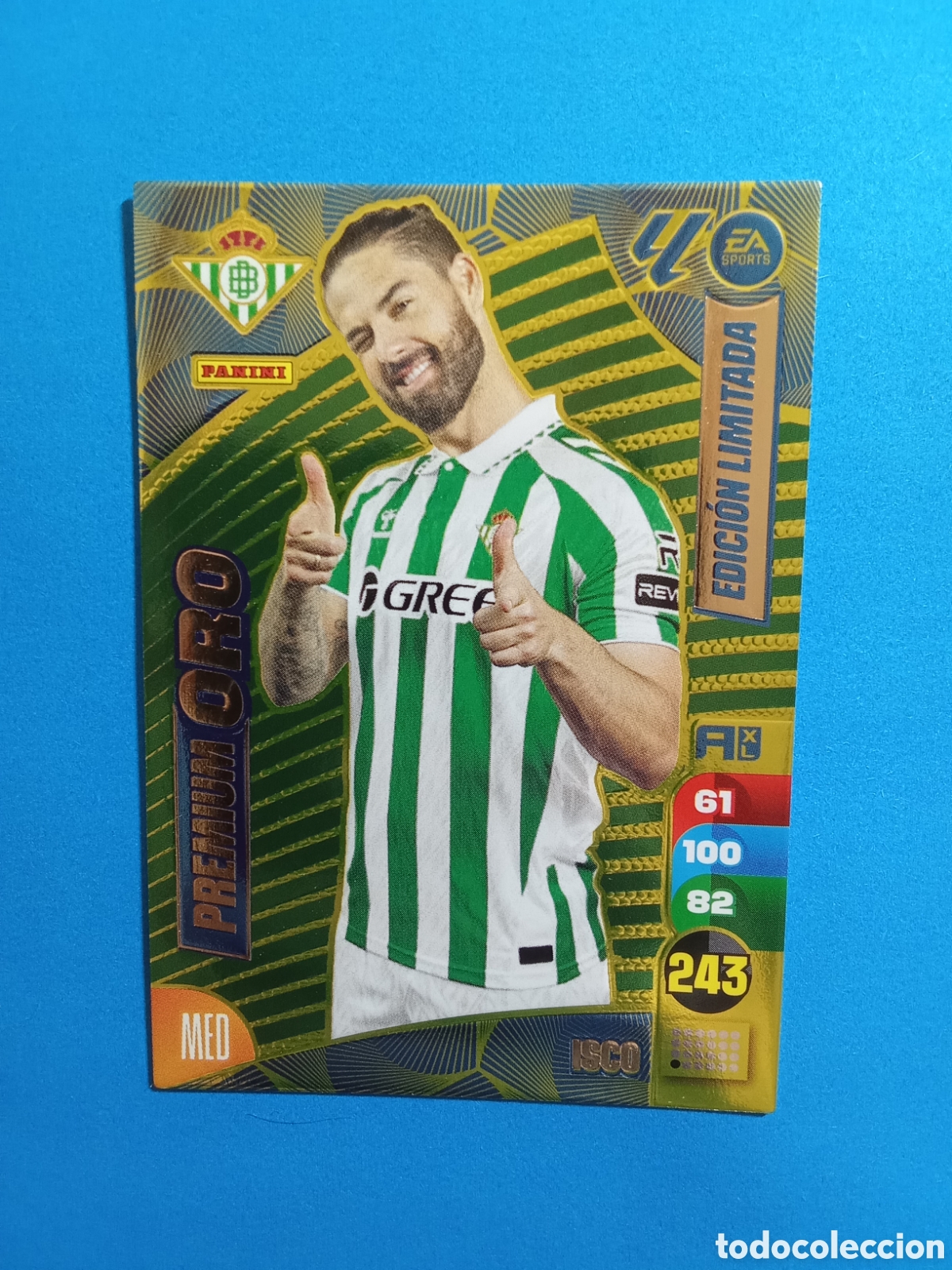Cromos de F&uacute;tbol: EDICION LIMITADA ISCO BETIS PREMIUM ORO ADRENALYN 24-25