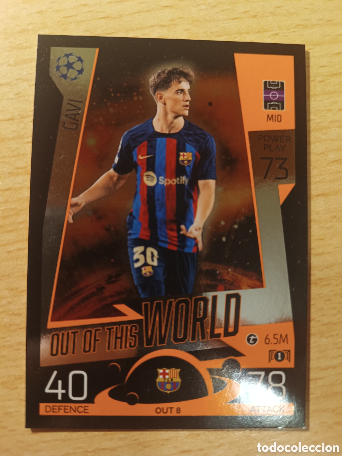 Cromos de F&uacute;tbol: OUT 8 GAVI OUT OF THIS WORLD FC BARCELONA MATCH ATTAX EXTRA 2022 2023 TOPPS 22 23