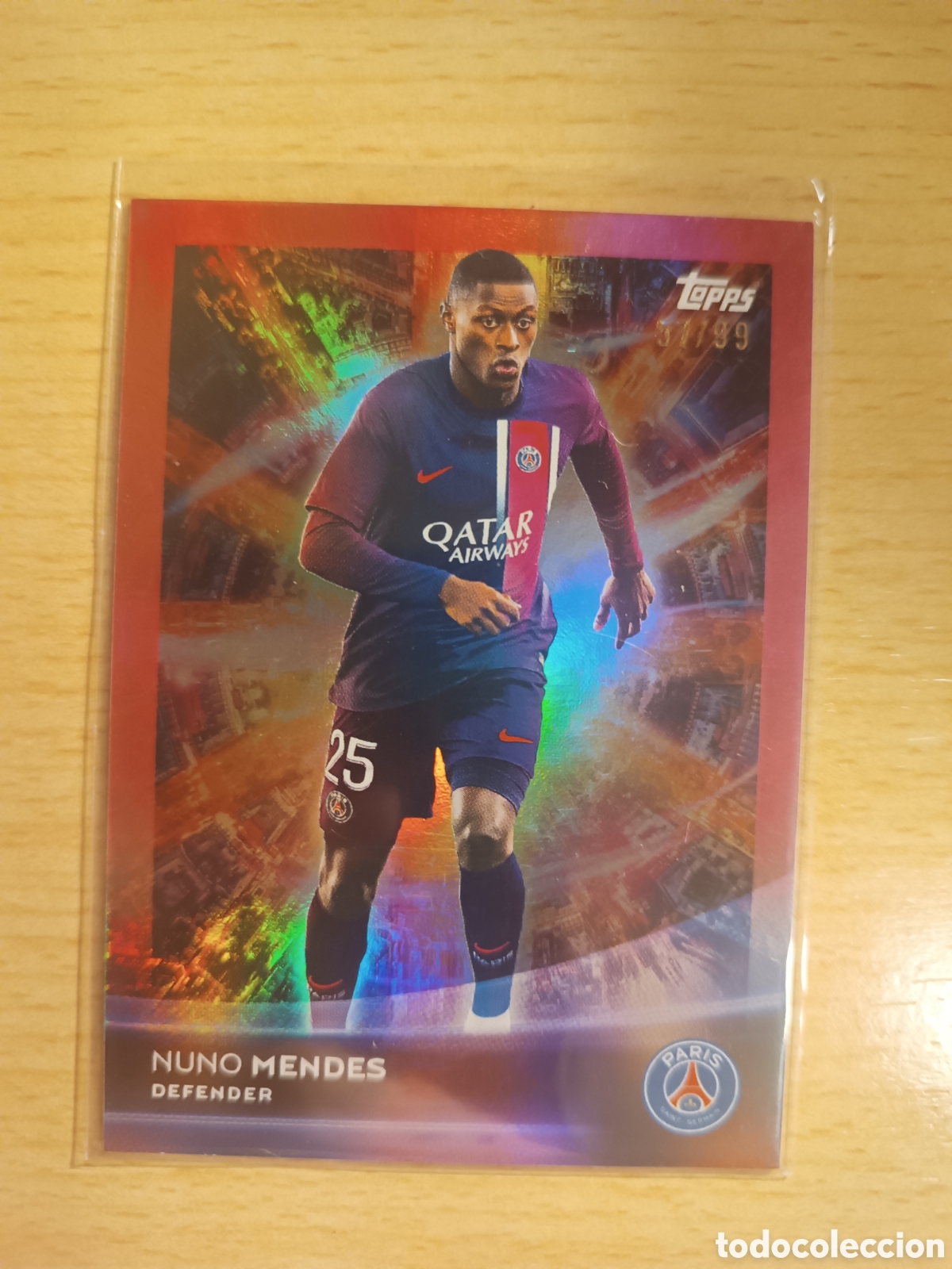 Cromos de f&uacute;tbol: NUNO MENDES /99 PARIS SAINT GERMAIN PSG TOPPS 2023 2024 NUMERADA 23 24