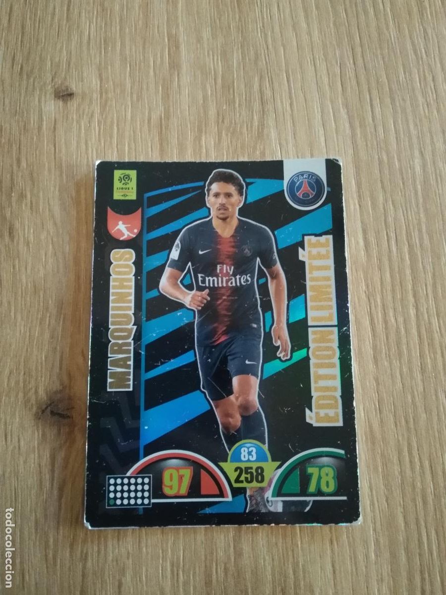 Figurine di Calcio: MARQUINHOS PSG EDICION LIMITADA CROMO FUTBOL PANINI LIGUE 1 2018-2019 ADRENALYN FRANCIA 18-19