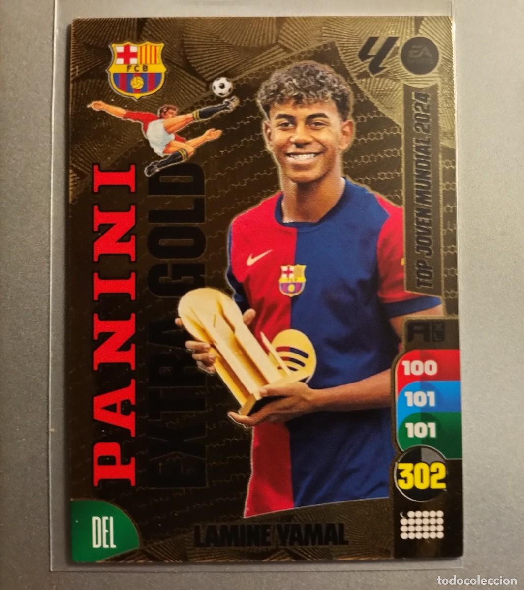 Cromos de F&uacute;tbol: LAMINE YAMAL(ROOKIE)F.C BARCELONA, EXTRA GOLD,TOP JOVEN MUNDIAL 2024,ADRENALYN XL 2024/25 PANINI.