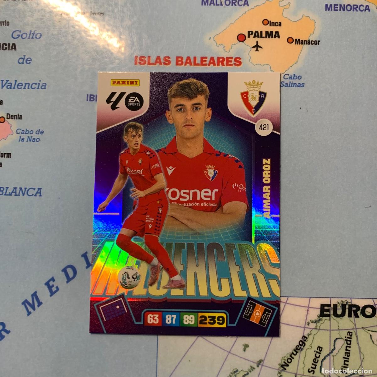 Cromos de f&uacute;tbol: Aimar Oroz Influencers n&uacute;mero 421 del Osasuna cromo adrenalyn XL 25-26 2025-2026