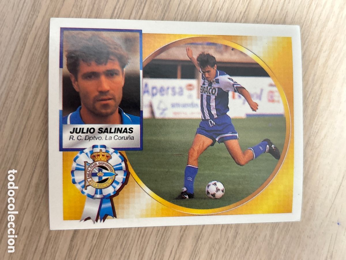 Fu&szlig;ball-Sticker: JULIO SALINAS DEPORTIVO FICHAJE 7 VERSION LIGA ESTE 1994 1995 94 95 NUNCA PEGADO SIN PEGAR
