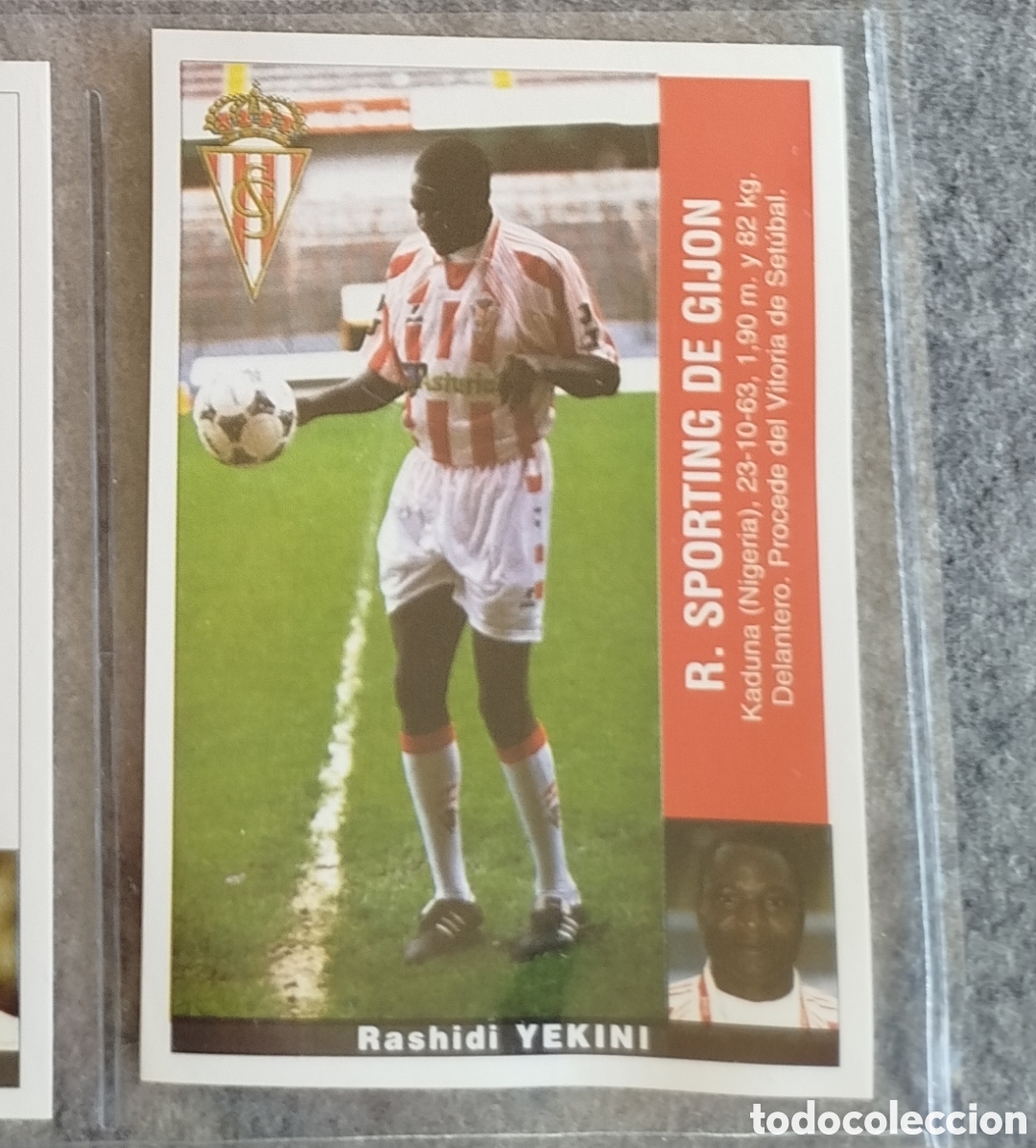 Cromos de F&uacute;tbol: CROMO YEKINI 36 SPORTING GIJON &Uacute;LTIMO FICHAJE FICHAJES PANINI LIGA 1995 95 96 NUNCA PEGADO SIN PEGAR