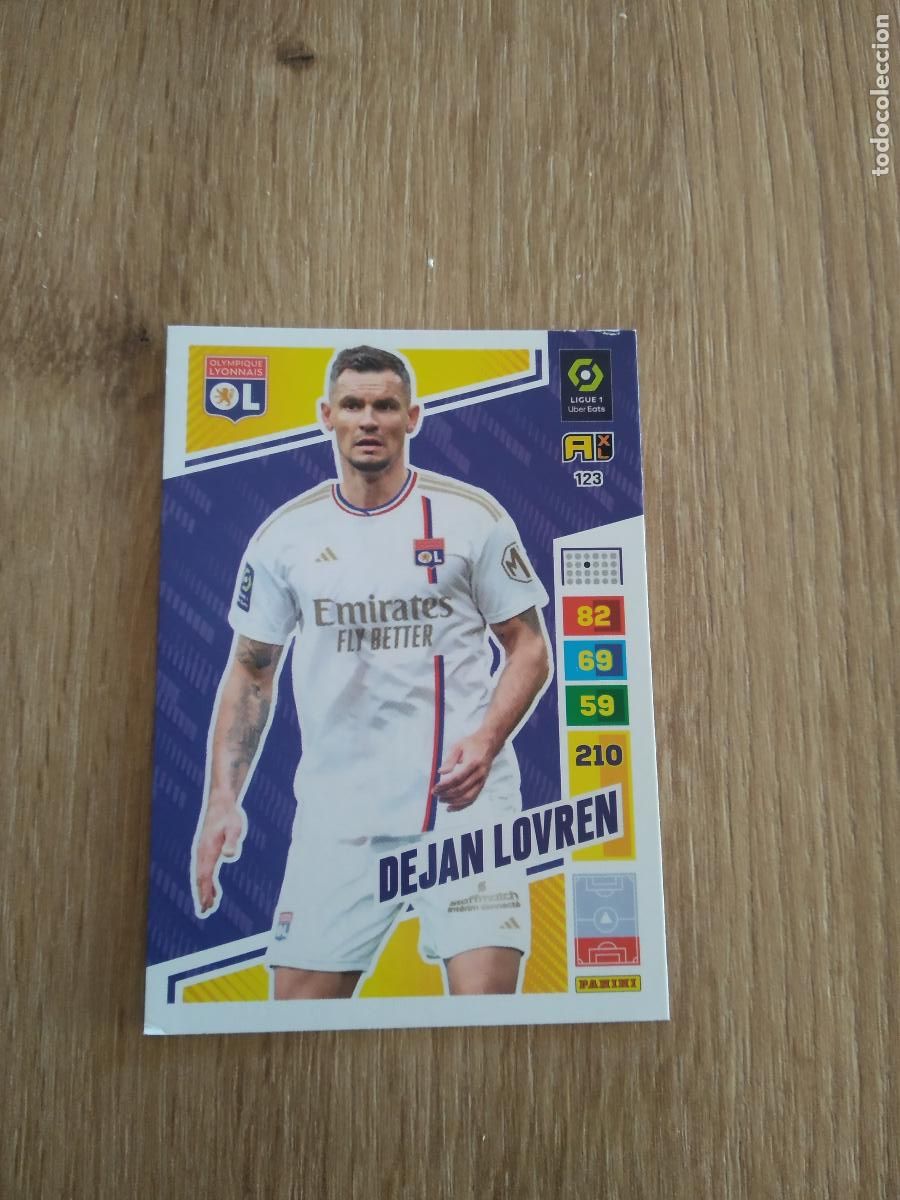 Cromos de F&uacute;tbol: 123 DEJAN LOVREN OLYMPIQUE LYON CROMO FUTBOL PANINI LIGUE 1 FOOT 23-24 ADRENALYN FRANCIA 2023-2024