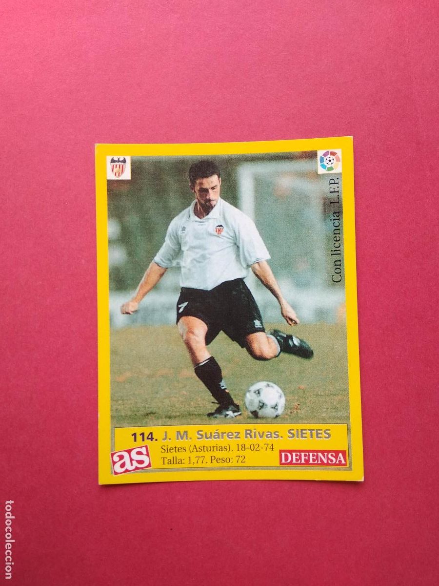Figurine di Calcio: DIARIO AS LIGA 95 96 1995 1996 CROMO NUNCA PEGADO VALENCIA N&ordm; 114 SIETES
