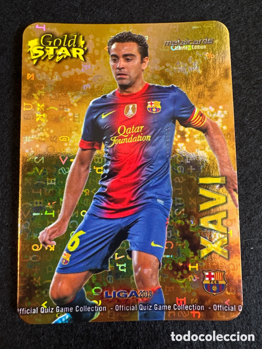 Cromos de f&uacute;tbol: 12/45 XAVI (BARCELONA) GOLD STAR LETRAS MUNDICROMO 2013 12 13 LIMITED EDITION