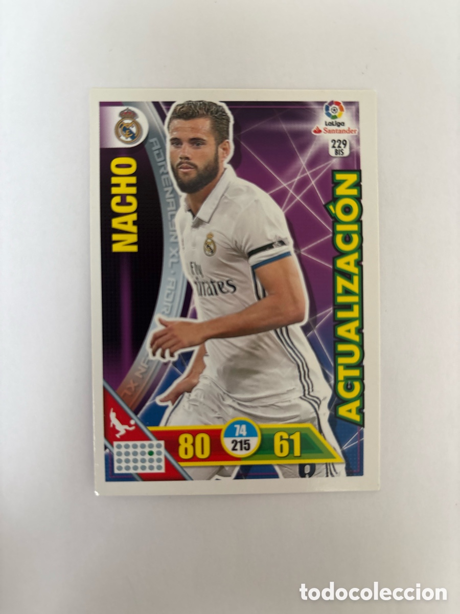 Cartes &agrave; collectionner de Football: NACHO N&deg; 229 BIS (REAL MADRID) ACTUALIZACI&Oacute;N / CROMO ADRENALYN XL LIGA 2016 2017 CARD FICHA