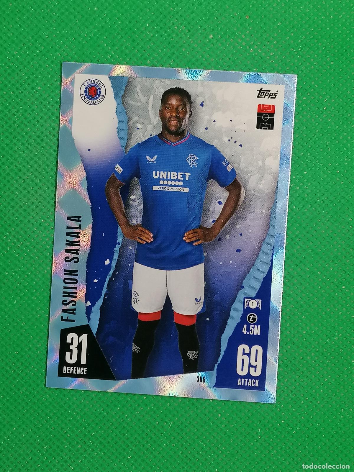 Cromos de f&uacute;tbol: 386 FASHION SAKALA RANGERS PARALELA CRYSTAL ⚽ TOPPS MATCH ATTAX 2023 2024 23 24 ⚽