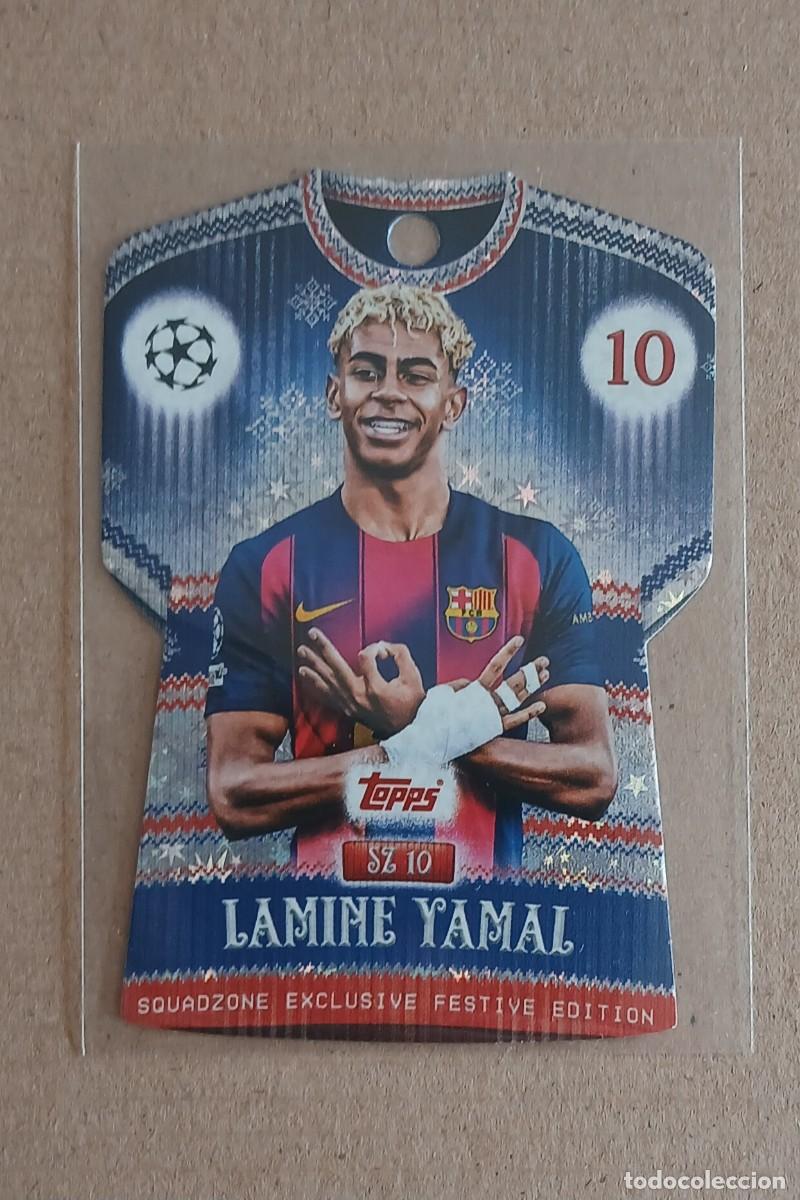 Cromos de F&uacute;tbol: CROMO SL 10 LAMINE YAMAL SQUADZONE EXCLUSIVE FESTIVE EDITION TOPPS CHAMPIONS 2025-2026. Nuevo.