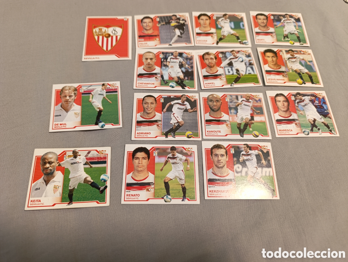 Cromos de f&uacute;tbol: Lote 12 + 2 fichajes Sevilla. Liga este 07 08 2007 2008