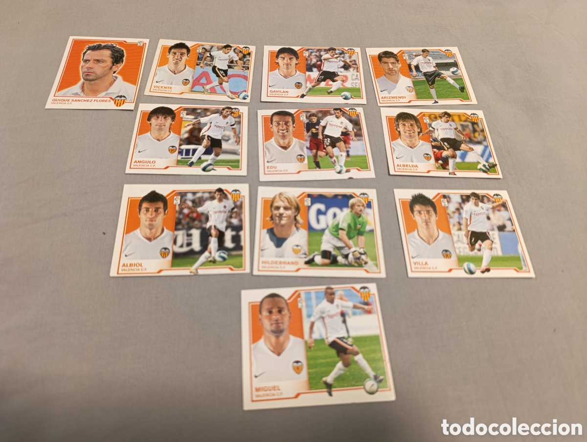 Fu&szlig;ball-Sticker: Lote 11 cromos Valencia. Liga este 07 08 2007 2008