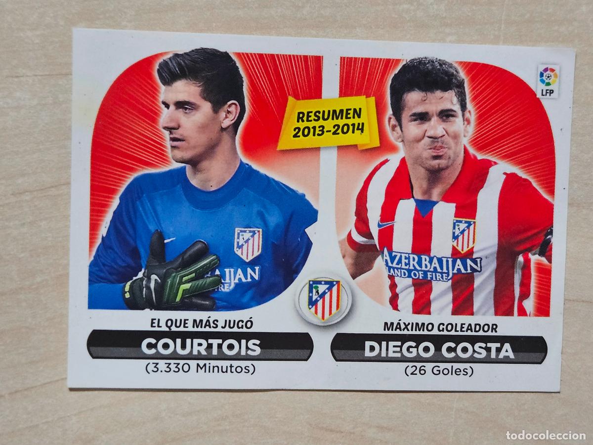 Cromos de F&uacute;tbol: N&ordm; 24 COURTOIS Y DIEGO COSTA - ESTE 2014 2015 - 14 15 - CROMO SIN PEGAR - ATLETICO DE MADRID
