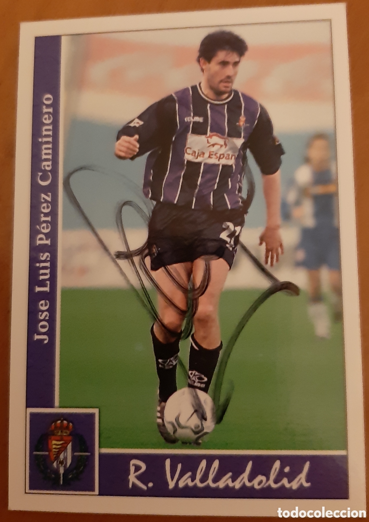 Cromos de F&uacute;tbol: Valladolid. Cromo f&uacute;tbol Real Valladolid. Jos&eacute; L. P&eacute;rez Caminero firmado. Liga 2002. R2827