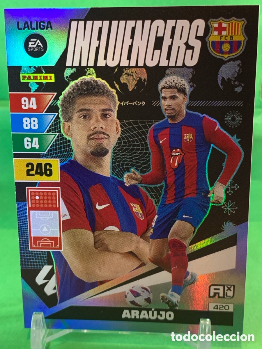 Cromos de f&uacute;tbol: 420 Ara&uacute;jo FC Barcelona Influencers ADRENALYN XL LIGA 2023/2024 23 24 PANINI