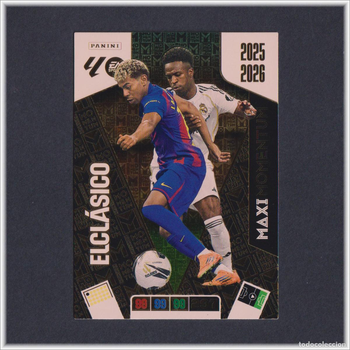 Cromos de F&uacute;tbol: ADRENALYN 2025 2026 25 26 PANINI MOMENTUM MAXIMOMENTUM LAMINE YAMAL VINICIUS BARCELONA EL CLASICO