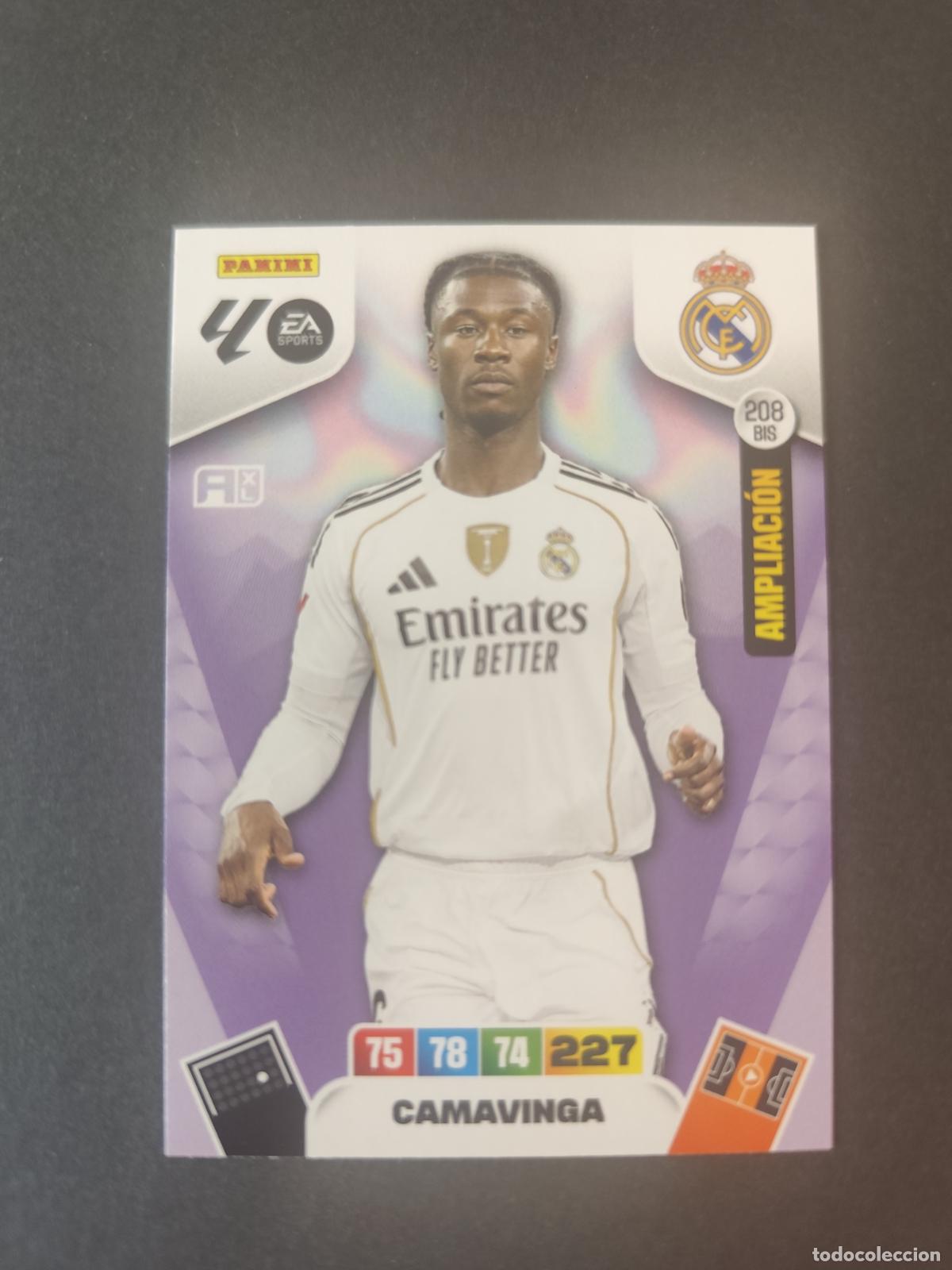Football Stickers: 208 BIS CAMAVINGA REAL MADRID SOBRE PREMIUM ORO AMPLIACI&Oacute;N ADRENALYN 2025 2026 25 26