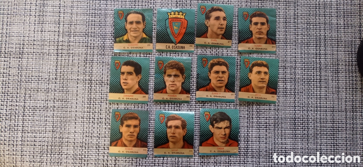 Cartes &agrave; collectionner de Football: CA OSASUNA 11 CROMOS DESPEGADOS BRUGUERA 1957 1958 VER FOTOS
