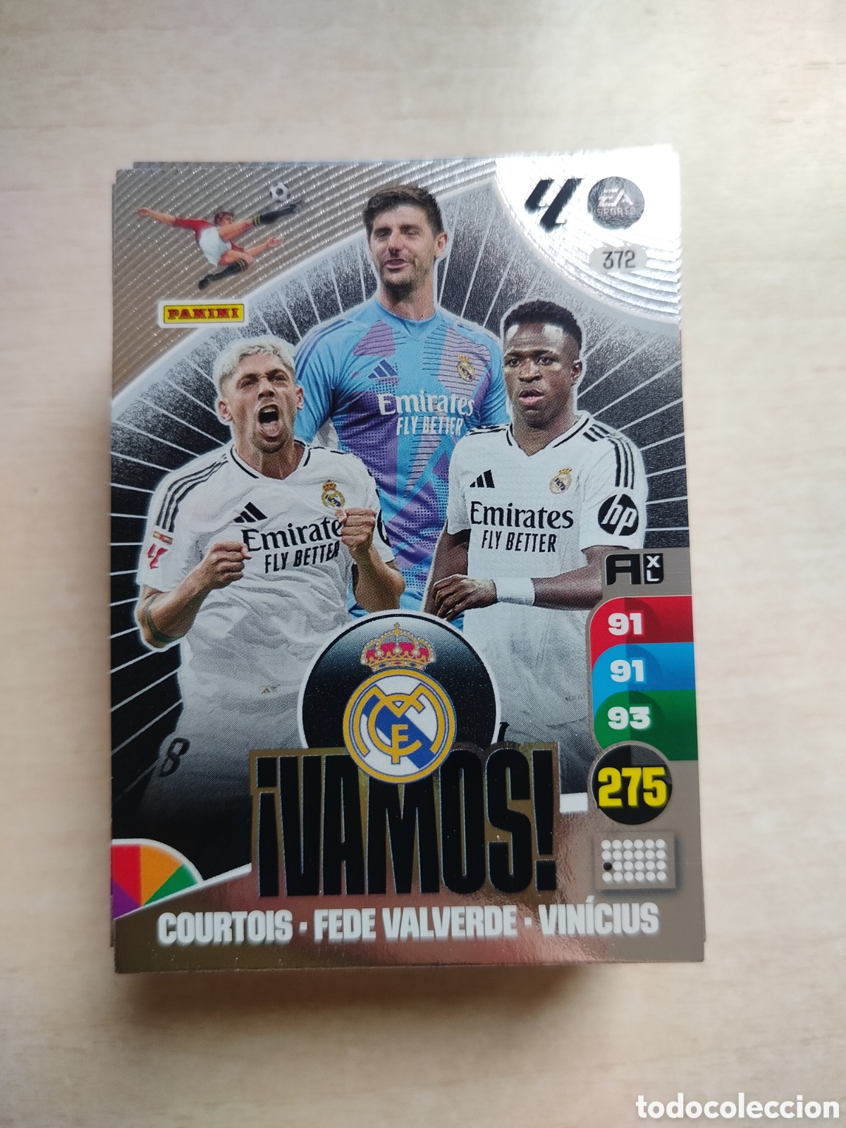 Cromos de F&uacute;tbol: VAMOS REAL MADRID COURTOIS VALVERDE VINICIUS 372 ADRENALYN XL 2024 2025 24 25