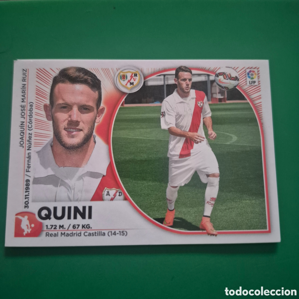 Cromos de F&uacute;tbol: QUINI RAYO VALLECANO LIGA ESTE 2014/15 14 15 NUNCA PEGADO SIN PEGAR
