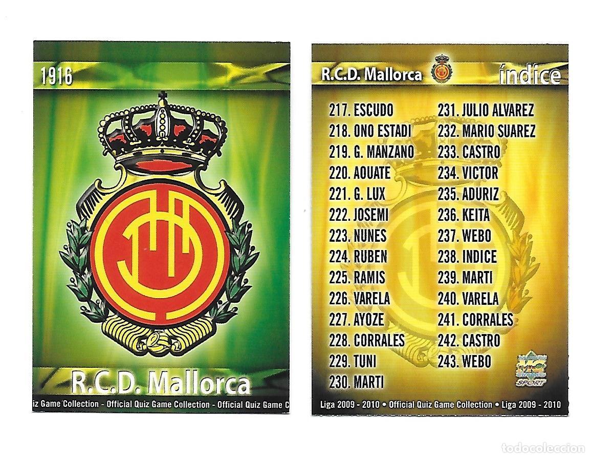 Fu&szlig;ball-Sticker: LOTE 31 CROMOS FUTBOL EQUIPO COMPLETO R.C.D MALLORCA , MUNDICROMO QUIZ GAME LIGA 2009 2010