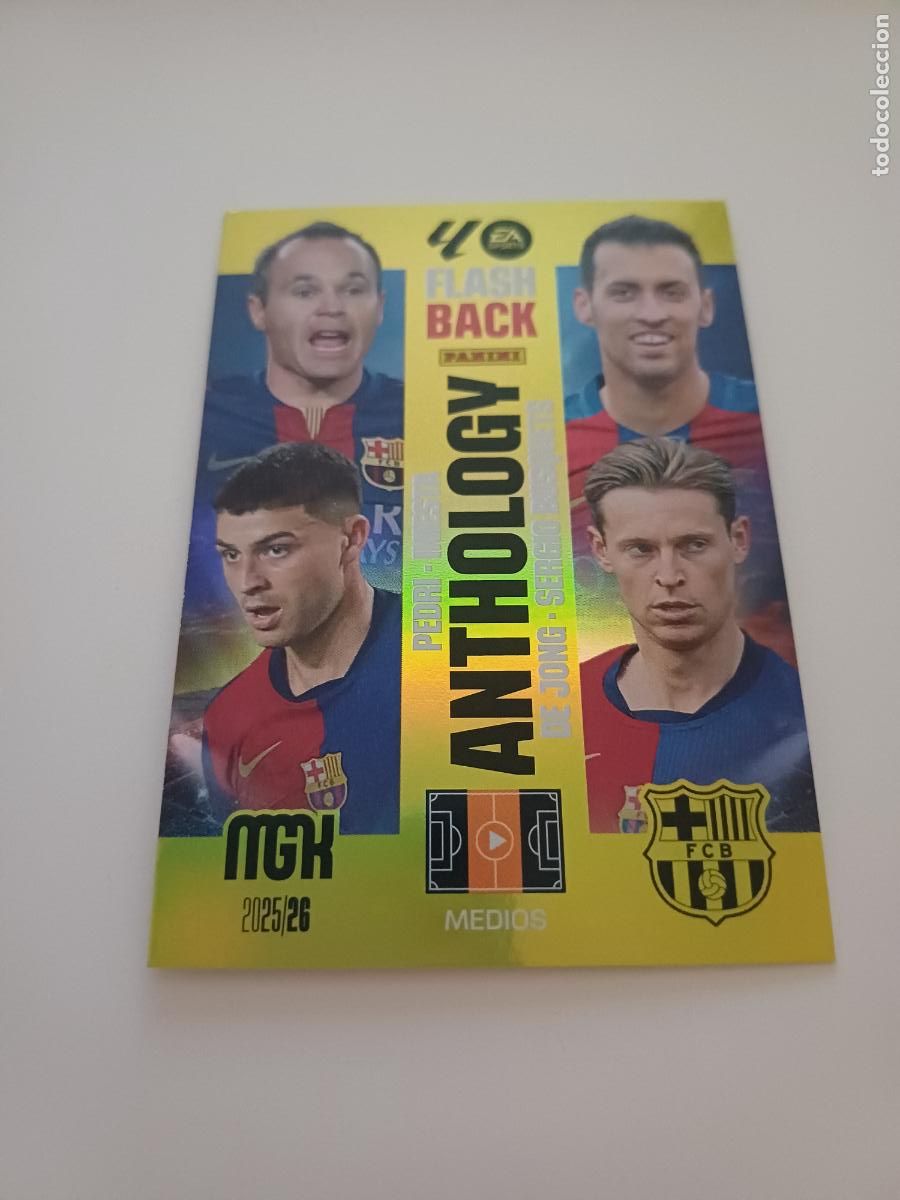 Fu&szlig;ball-Sticker: 435 - Medios FCB: Iniesta, Busquets, De Jong, Pedri. - Flashback Anthology