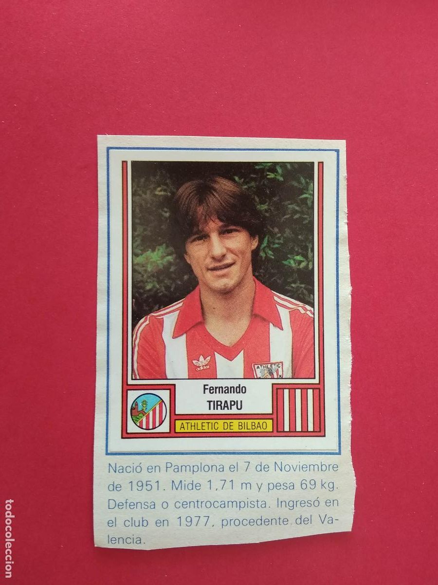 Figurine di Calcio: PANINI FUTBOL LIGA 83 1982 1983 82 83 CROMO RECORTADO ATHLETIC DE BILBAO N&ordm; 8 TIRAPU