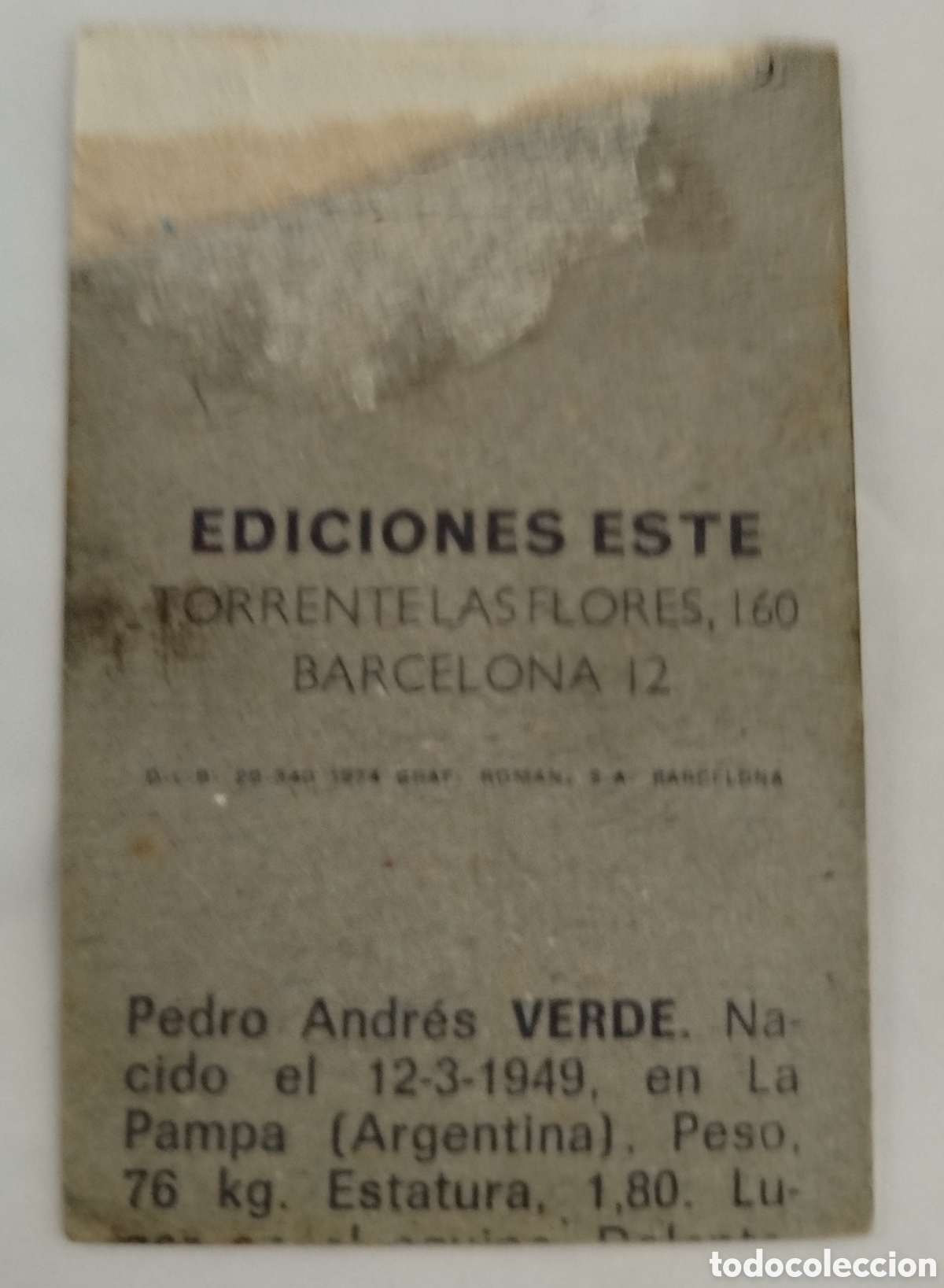 Cromos de f&uacute;tbol: Zubiaga 74-75.Error trasera - Foto 2