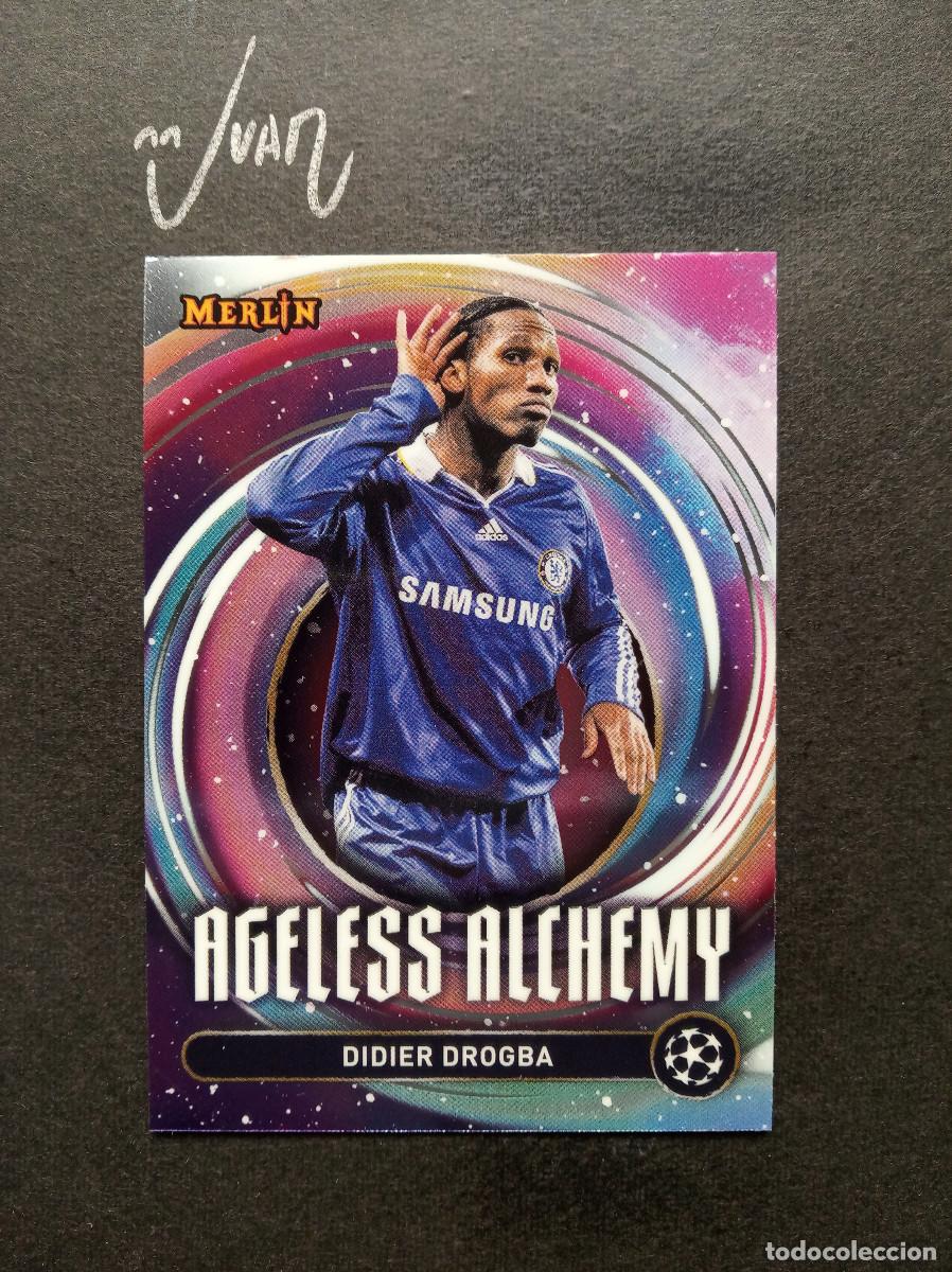 Cromos de F&uacute;tbol: 3 AGELESS ALCHEMY DROGBA CHELSEA COSTA MARFIL ⚽ TOPPS &reg; CHROME MERLIN UCC UEFA 2024 2025 24 25 NUEVO