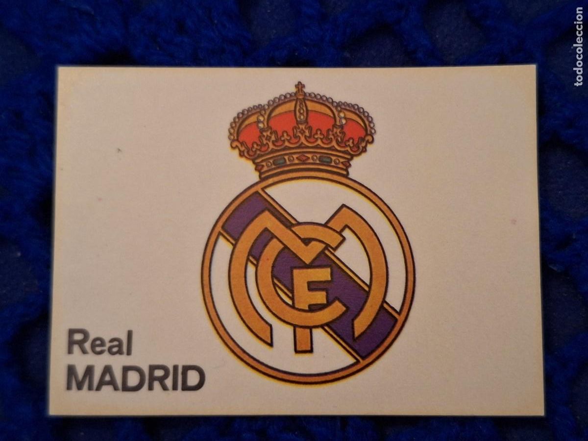 Cromos de F&uacute;tbol: FUTBOL PREMIO 83 84 MAGA ESCUDO real Madrid versi&oacute;n fondo blanco no PLATEADO nunca pegado dif&iacute;cil