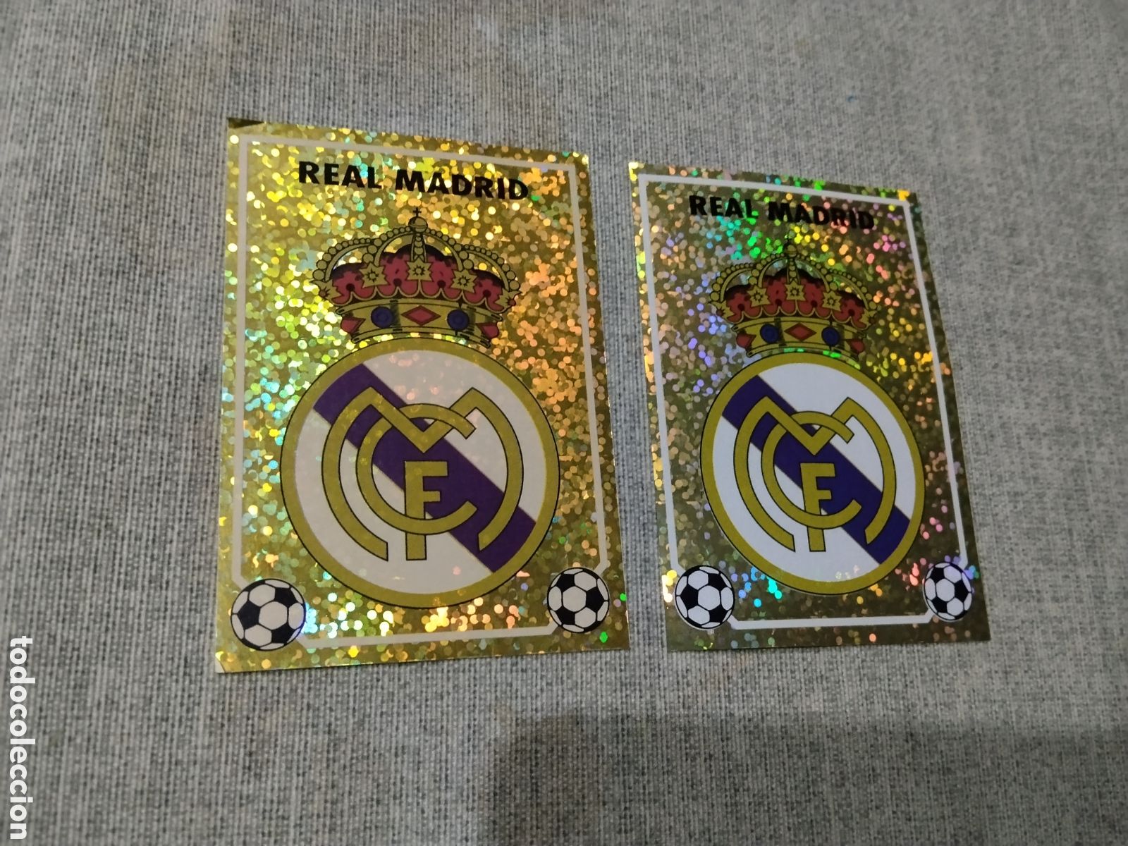 Cartes &agrave; collectionner de Football: ED. PANINI 1996-97 ( 96-97 ) Escudo Real Madrid CF ( Sin pegar ) 2 Versiones ( Blanco y Dorado )