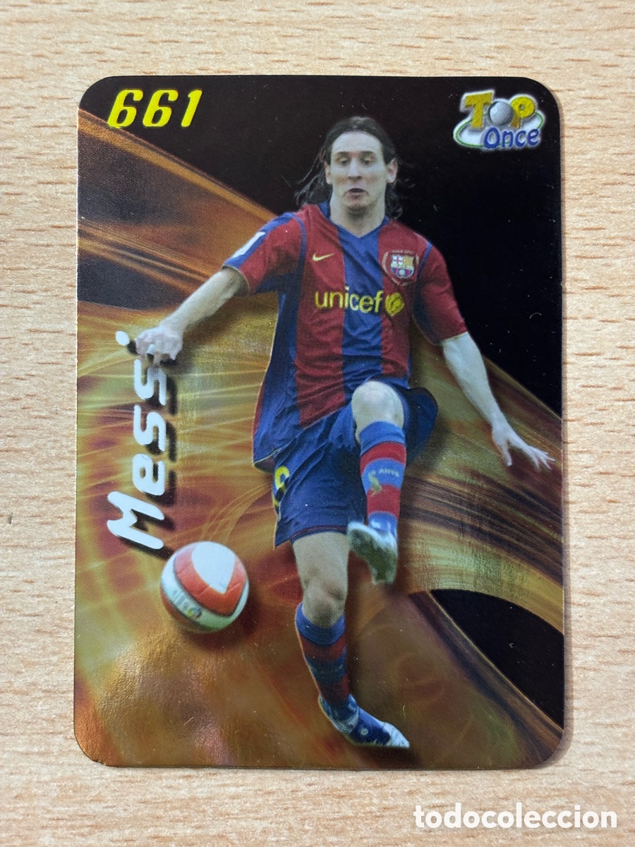 Fu&szlig;ball-Sticker: 661 Top 6 Messi Barcelona versi&oacute;n brillo liso, fichas liga 2008, no Este no rookie