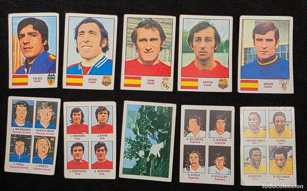 Football Stickers: Lote de 10 cromos de f&uacute;tbol vintage &ndash; Liga espa&ntilde;ola y selecciones &ndash; A&ntilde;os 70