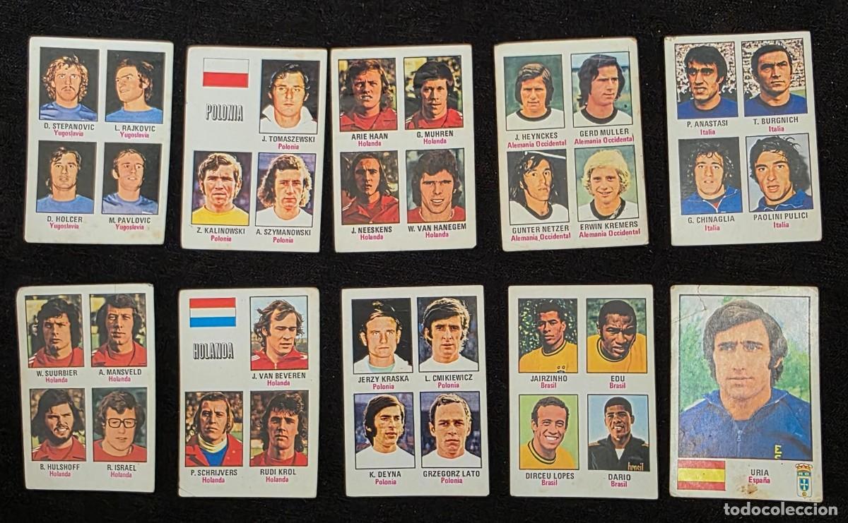 Football Stickers: Lote de 10 cromos de f&uacute;tbol vintage &ndash; Liga espa&ntilde;ola y selecciones &ndash; A&ntilde;os 70
