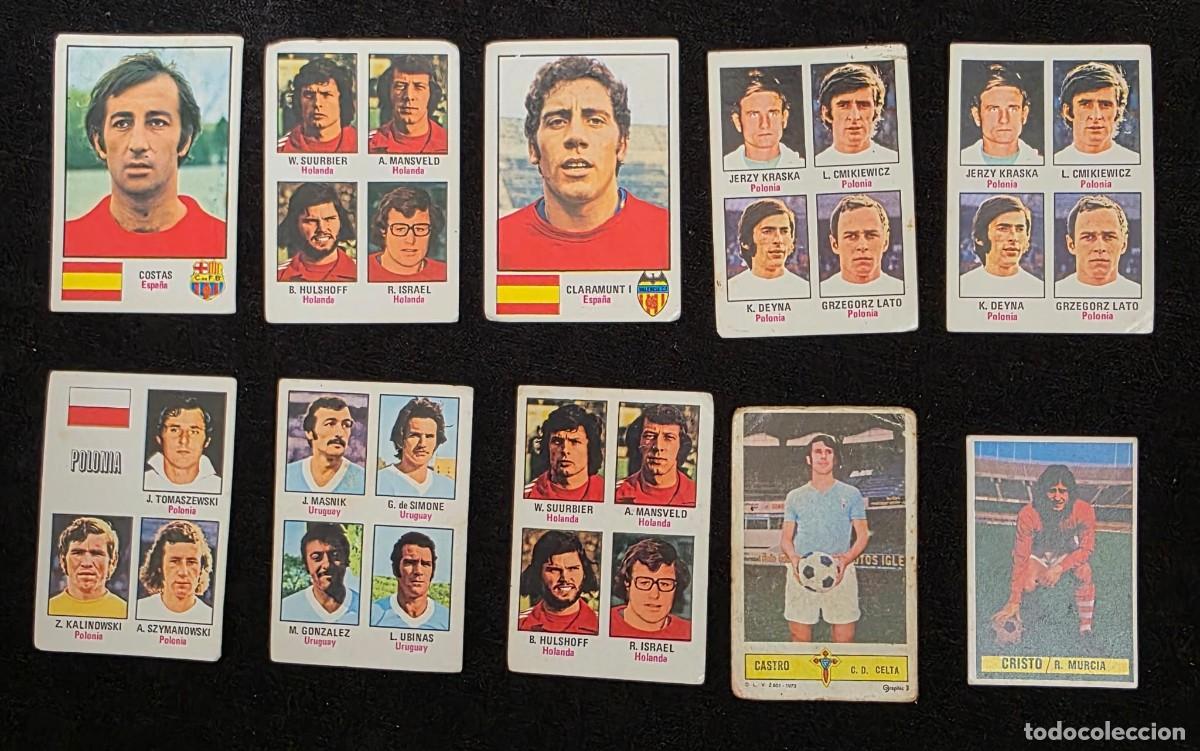 Football Stickers: Lote de 10 cromos de f&uacute;tbol vintage &ndash; Liga espa&ntilde;ola y selecciones &ndash; A&ntilde;os 70