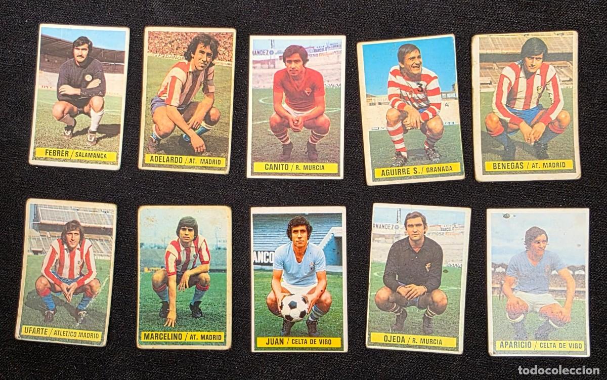 Football Stickers: Lote de 10 cromos de f&uacute;tbol vintage &ndash; Liga espa&ntilde;ola y selecciones &ndash; A&ntilde;os 70