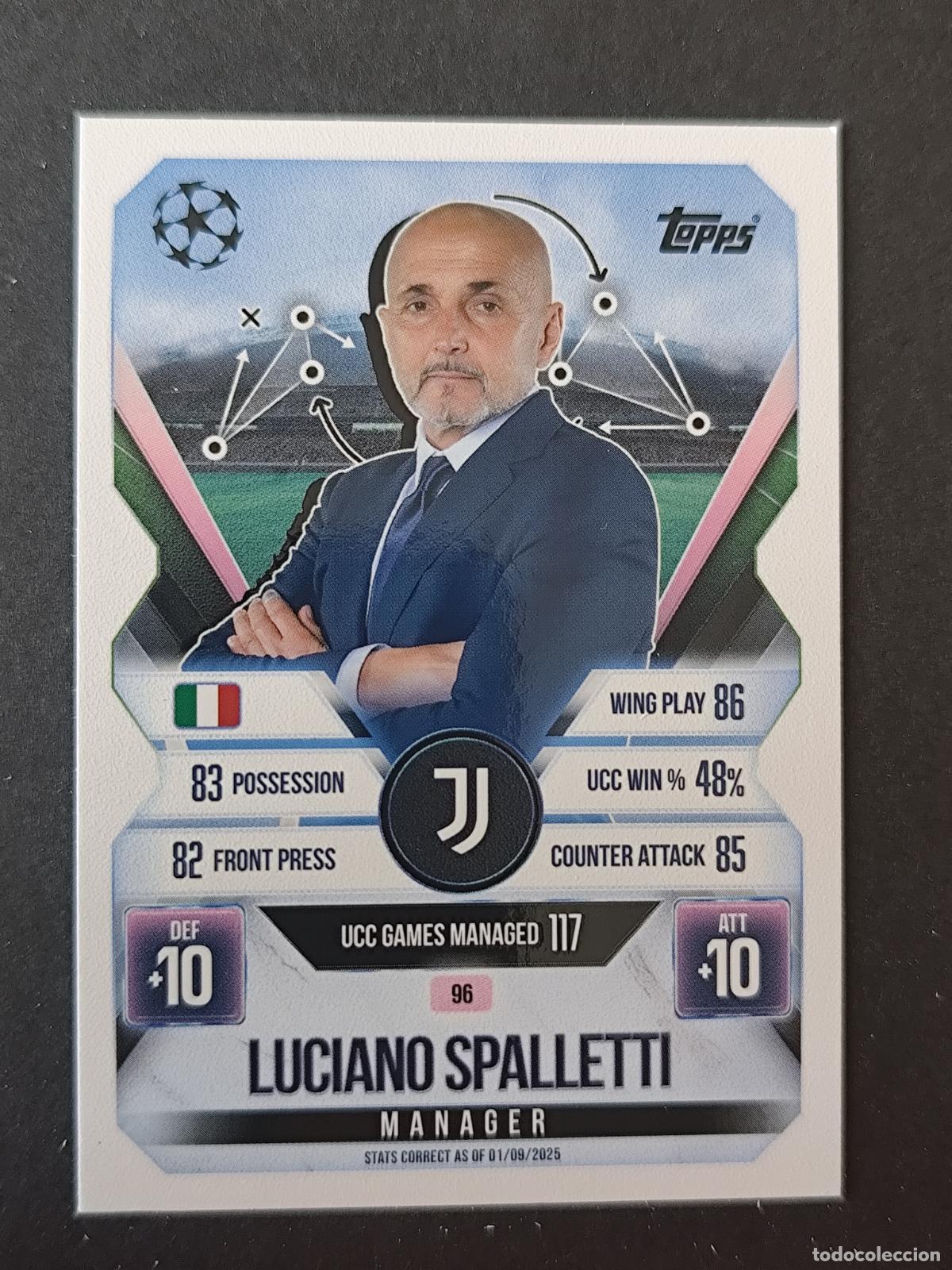 Cartes &agrave; collectionner de Football: 96 LUCIANO SPALLETTI JUVENTUS MANAGER MATCH ATTAX EXTRA 2025 2026 25 26 TOPPS