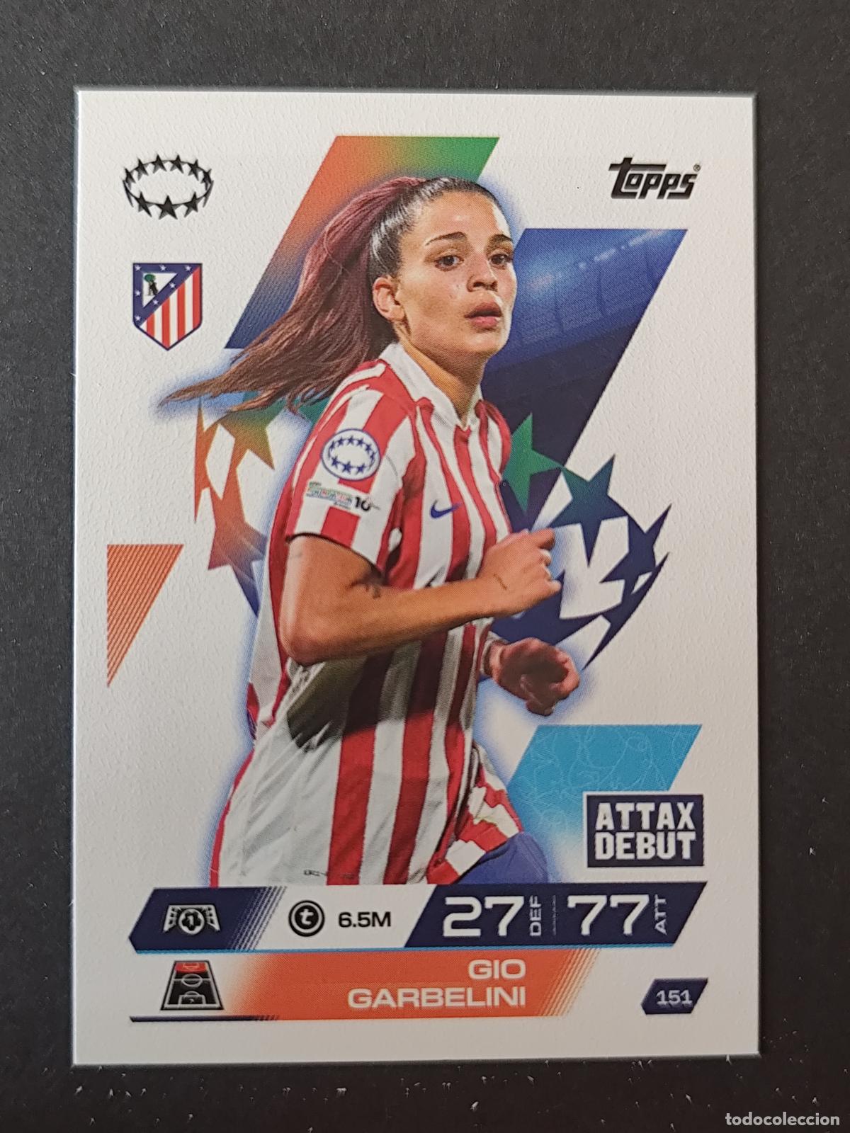 Cartes &agrave; collectionner de Football: 151 GIO GARBELINI ATL&Eacute;TICO MADRID UEFA WOMEN'S MATCH ATTAX EXTRA 2025 2026 25 26 TOPPS